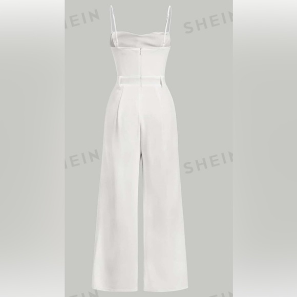 NWT SHEIN Mod Bow Front Cami Jumpsuit White -Size XS - Picture 2 of 11